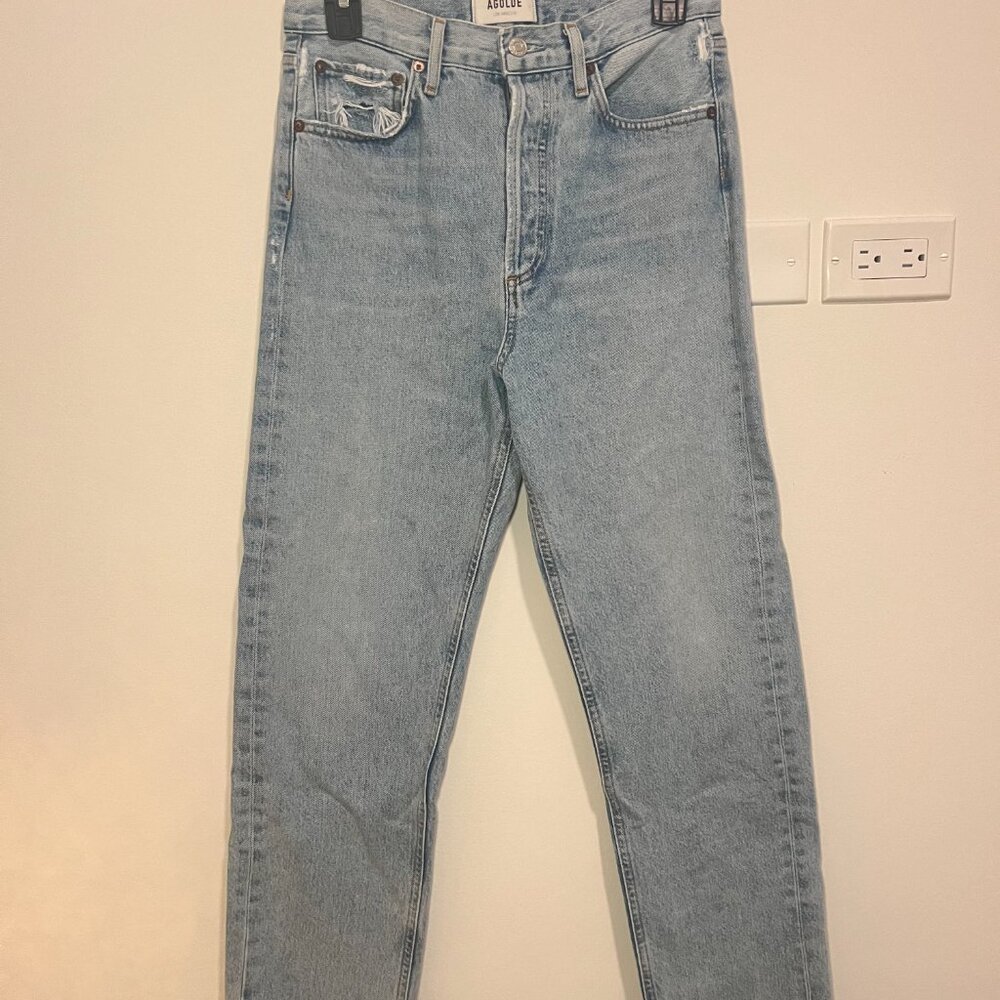 Agolde Light Wash Straight Leg Jeans - Picture 4 of 7